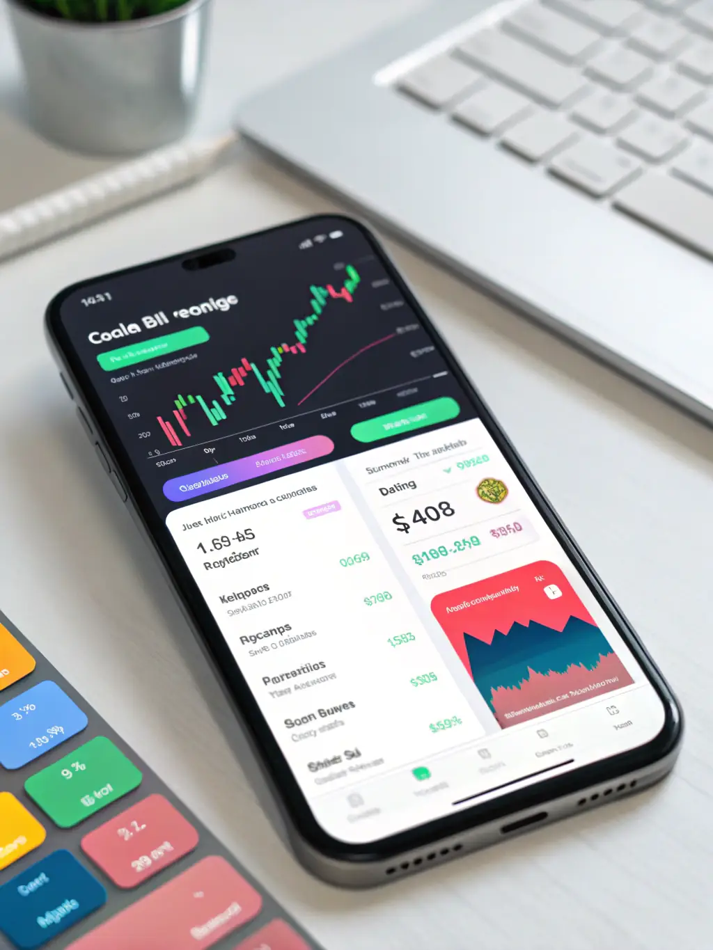 A diverse portfolio of investment options displayed on a digital screen, showcasing various asset classes and investment platforms.